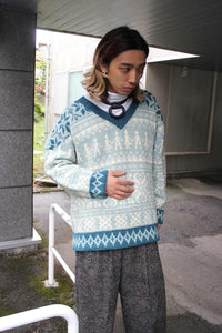 KNITTED HOCKEY SWEATER / MINT GREEN