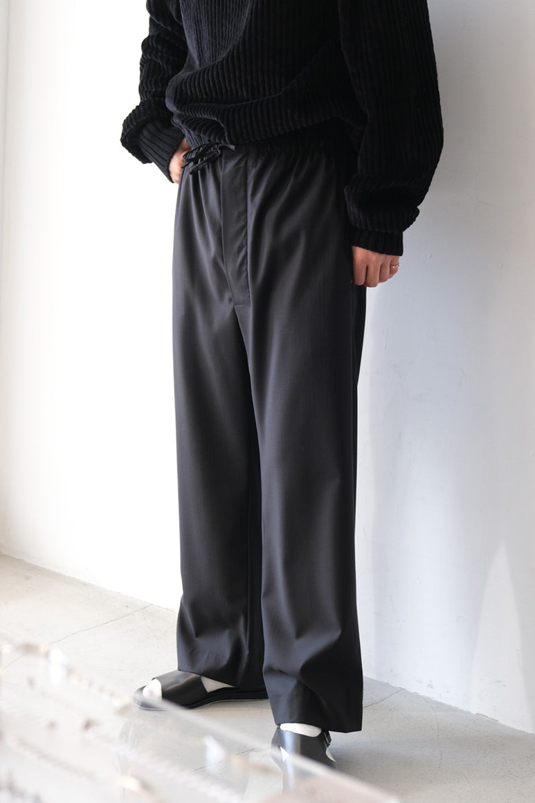 S17 NO.288 FINE WOOL DRAWSTRING TROUSERS / BLACK HERRINGBONE [金沢店]