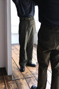 STRAIGHT TROUSERS HIGH DENCE WOOL GABARDINE / PETRO GREEN [Kobe store]