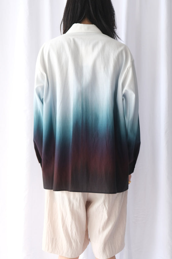 BASSEN PRINT OVER SHIRT / BLUE GRAY