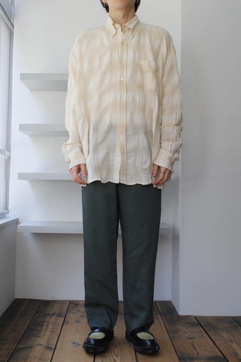 VISCOSE WOOL STRETCH EASY PANTS / GREEN [40%OFF]