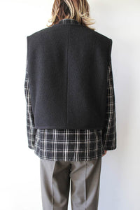 TOP VEST / EVENING BLACK BOUCLE WOOL