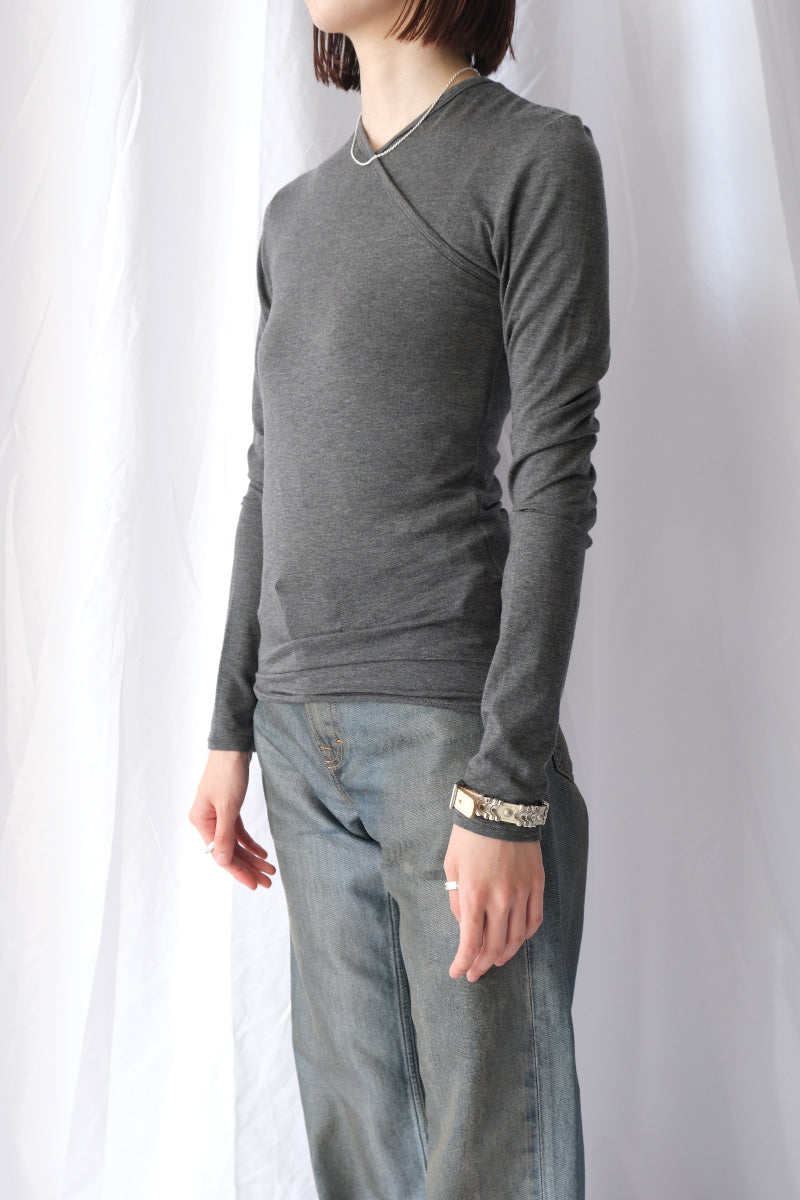 EUCALYPTUS JERSEY CACHE-COEUR TOP / TOP GRAY