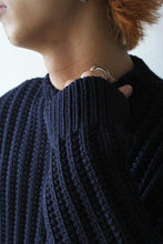 Load image into Gallery viewer, CREW NECK OPEN RIB SWEATER-WOOLY / NAVY [30%OFF]