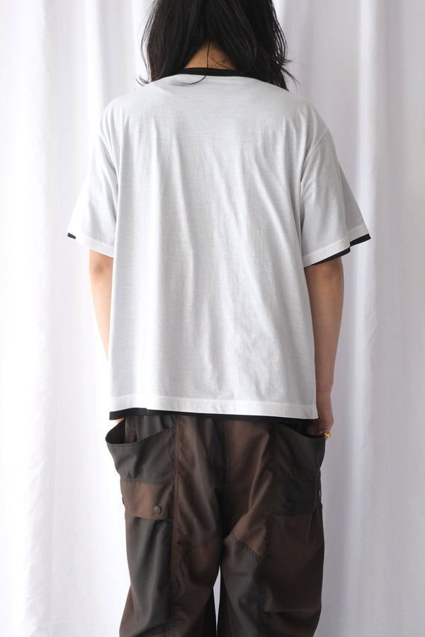 SHEER COTTON REVERSIBLE TEE / WHITE×BLACK
