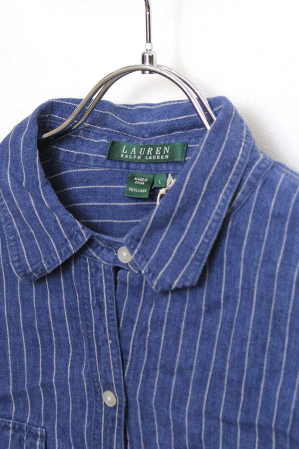 LAUREN RALPH LAUREN | L/S STRIPE LINEN SHIRT [USED]
