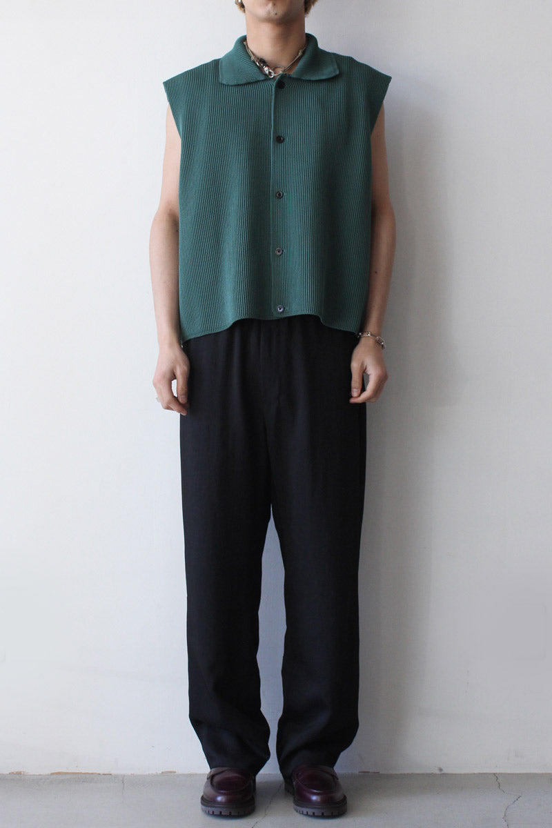 VISCOSE WOOL STRETCH EASY PANTS / BLACK [40% OFF]