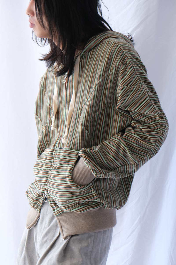FLEX HOODIE / GREEN-GREY-ORANGE