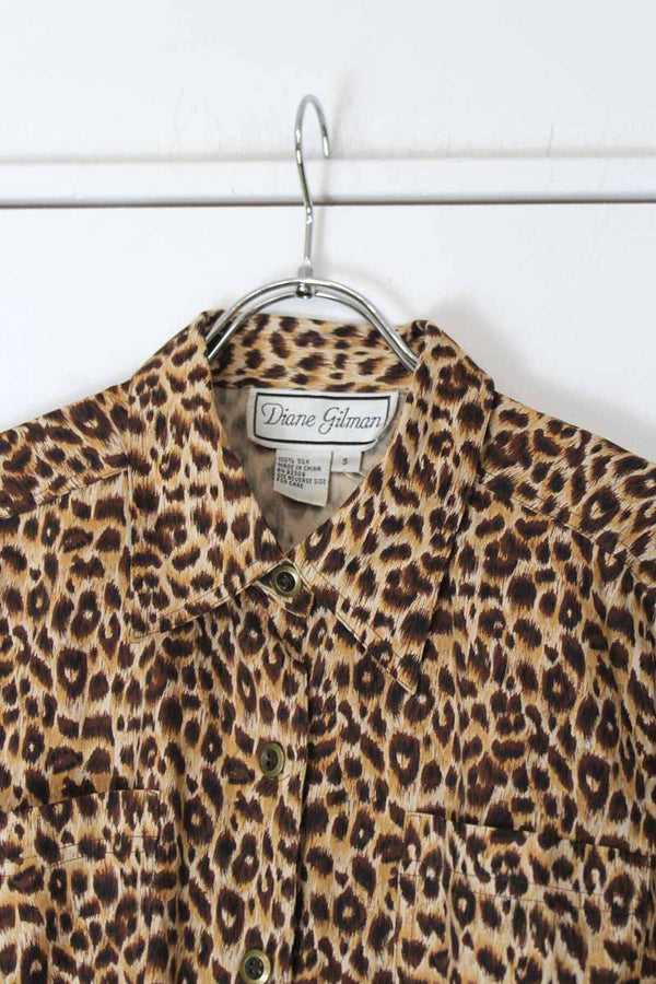DIANE GILMAN | 90'S L/S LEOPARD SILK SHIRT [USED]