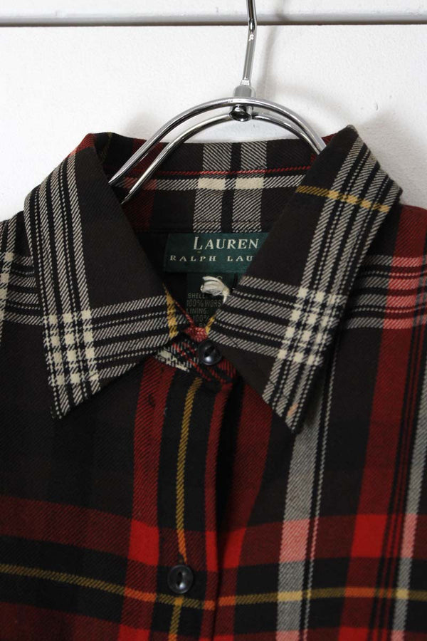 LAUREN RALPH LAUREN | 90'S L/S WOOL CHECK SHIRT JACKET [USED]