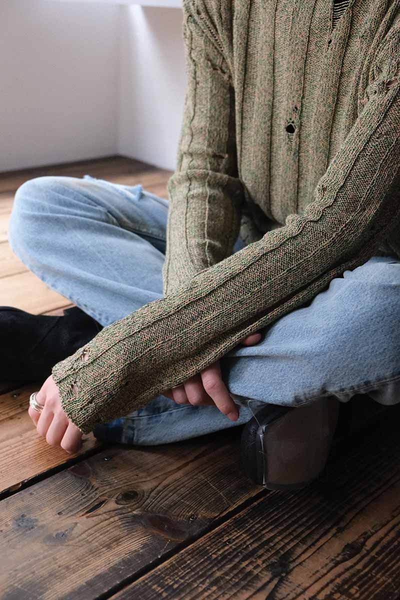 UNDERGROUND SWEATER / GREEN MELANGE [50%OFF]