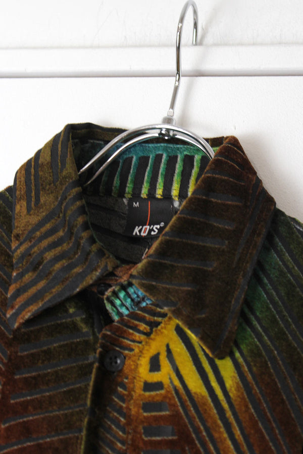 KO'S | 90'S L/S DESIGN VELOUR SHIRT [USED]