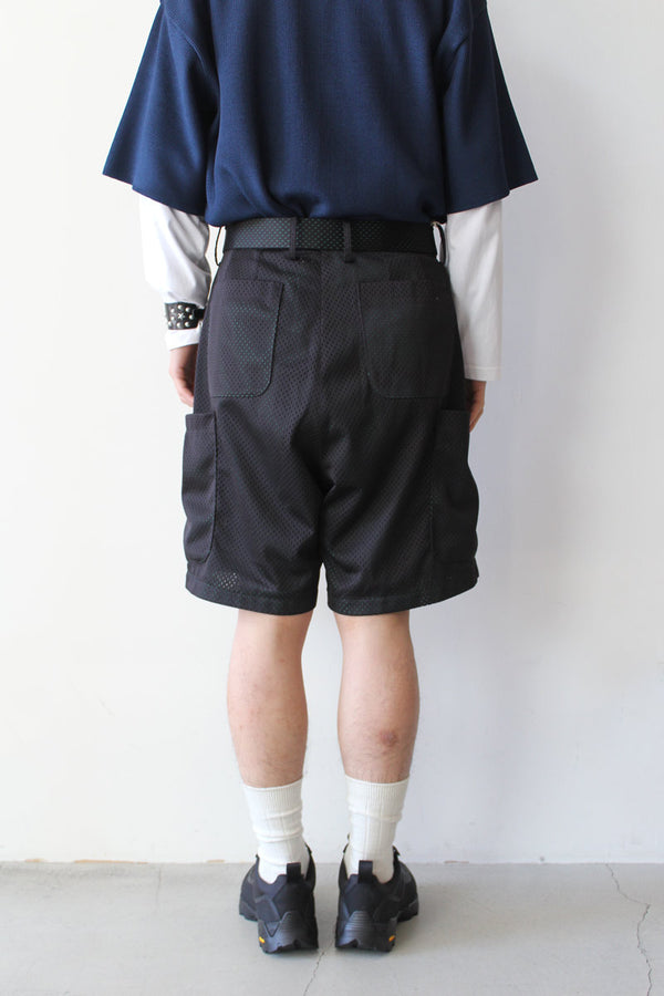 POLY MESH CARGO SHORTS / BLACK × GREEN