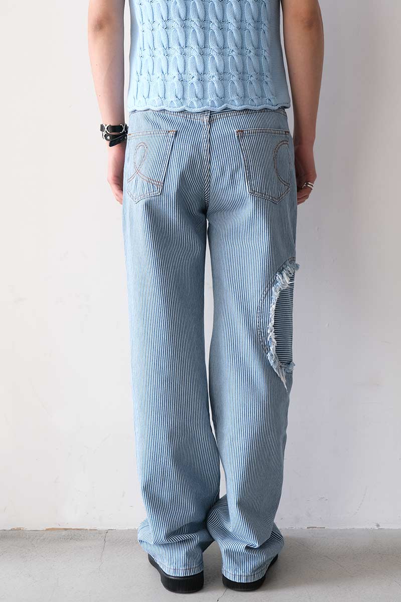 CIRCLE WINDOW JEANS / LIGHT WASH BLUE STRIPE [30% 할인]