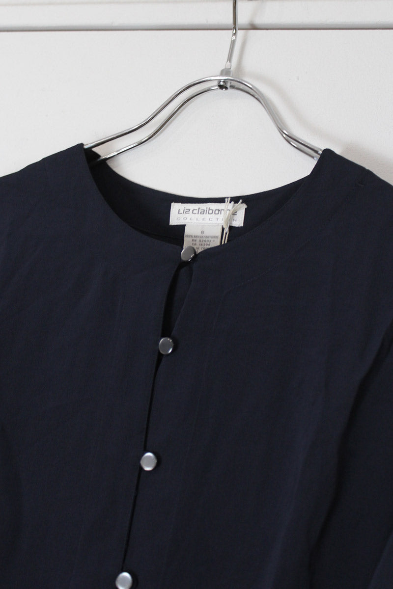 LIZ CLAIBORNE | L/S 레이온 노카라 셔츠 [USED]