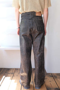 2TUCK WIDE DENIM CORTED PANTS -ENTASIS Mk-Ⅱ- .11 / CORTED CHOCOLATE