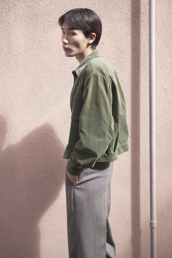 VELVETEEN FADE DYED SHORT SHIRT / LIGHT KHAKI