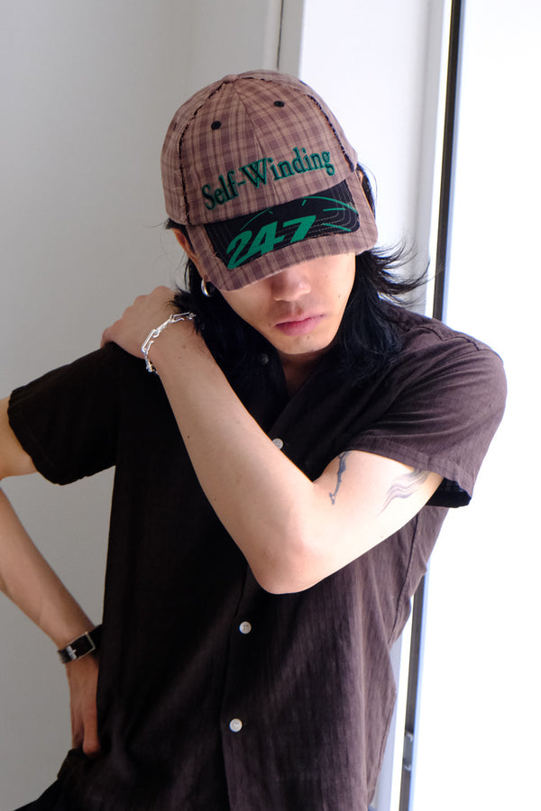 TABLOID CAP / BROWN TARTAN / BLACK