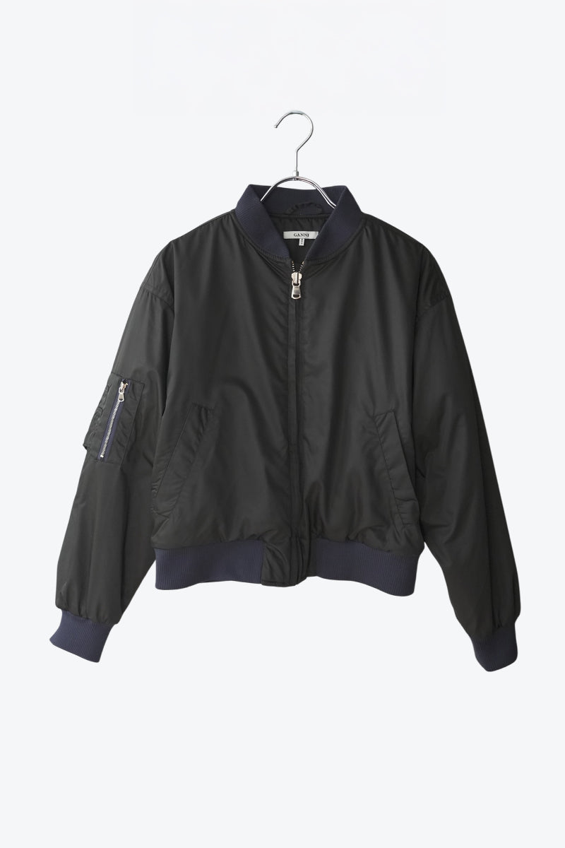 GANNI | CROPPED NYLON MA-1 JACKET [USED]