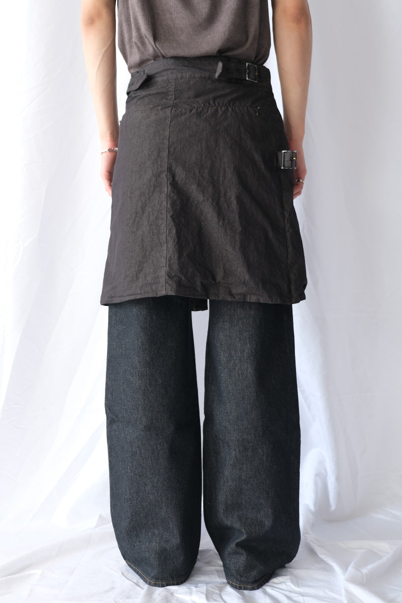 GARMENT DYED WRAP GURKHA SKIRT .15 / BLACK