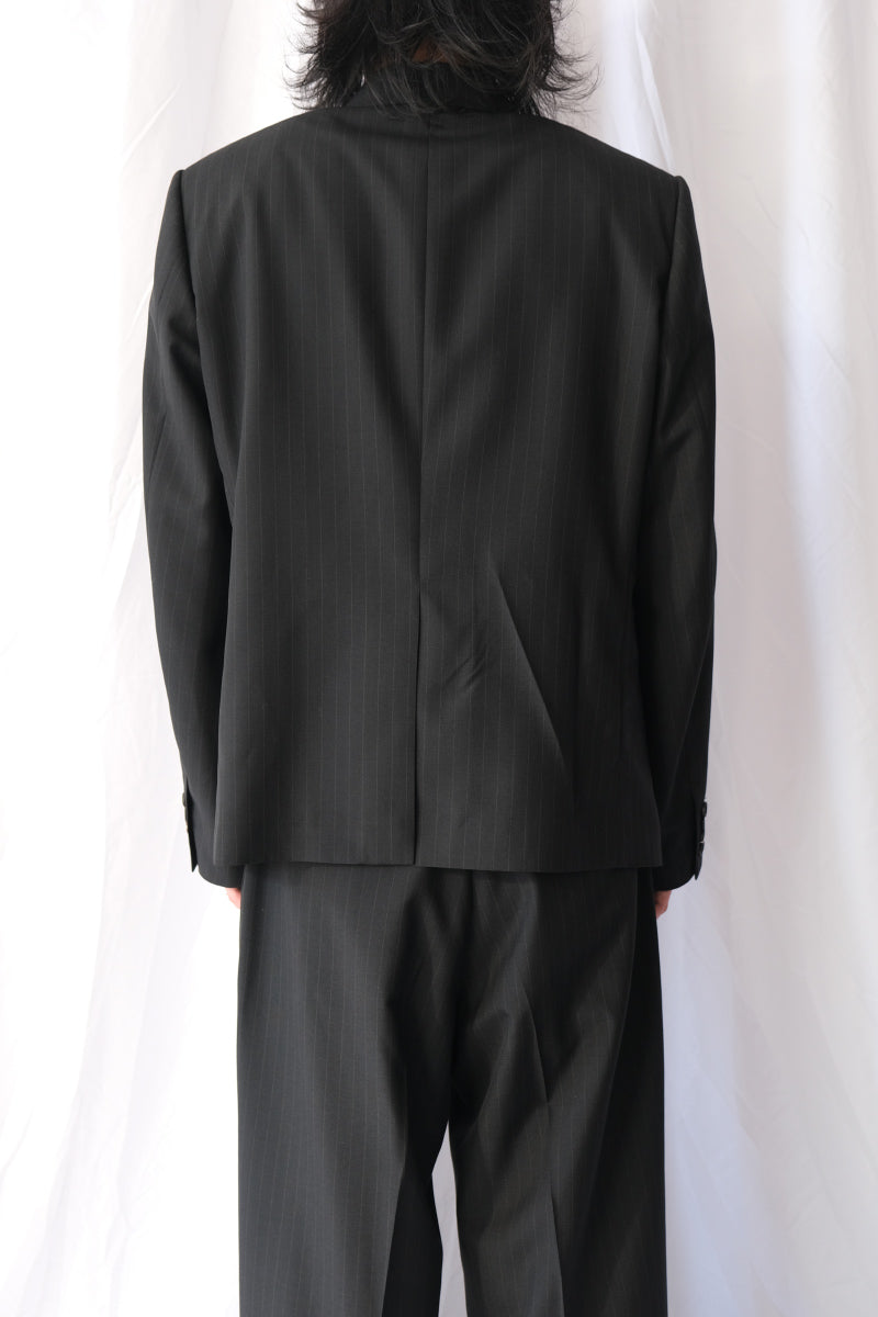 STRIPE WOOL DOUBLE BREASTED JACKET .16 / BLACK ST