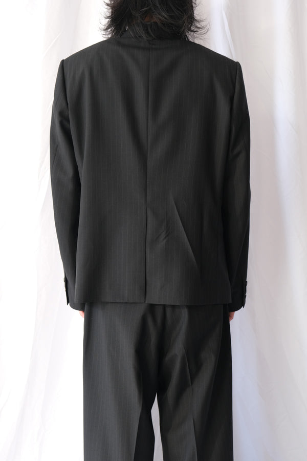 STRIPE WOOL DOUBLE BREASTED JACKET .16 / BLACK ST