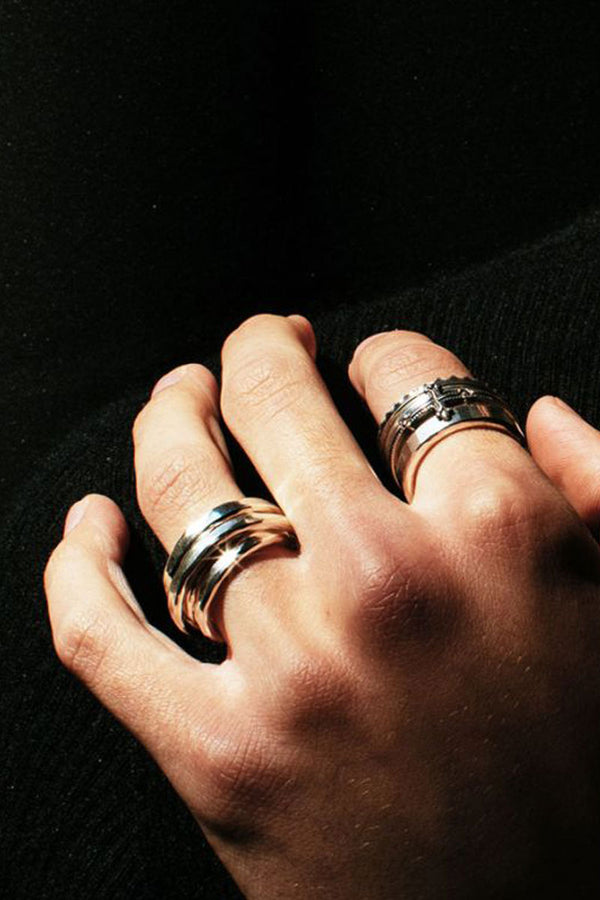 WOUND RING HAMMERED / STERLING SILVER 