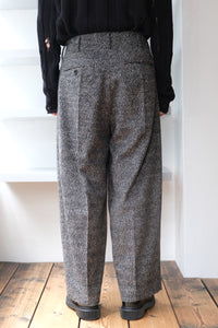 WOOL JACQUARD WIDE TUCK PANTS / LEOPARD