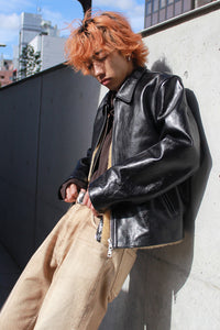 MINI JACKET / TOP DYED BLACK LEATHER