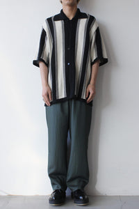 GIMA COTTON STRIPE KNIT SHIRT / BLACK