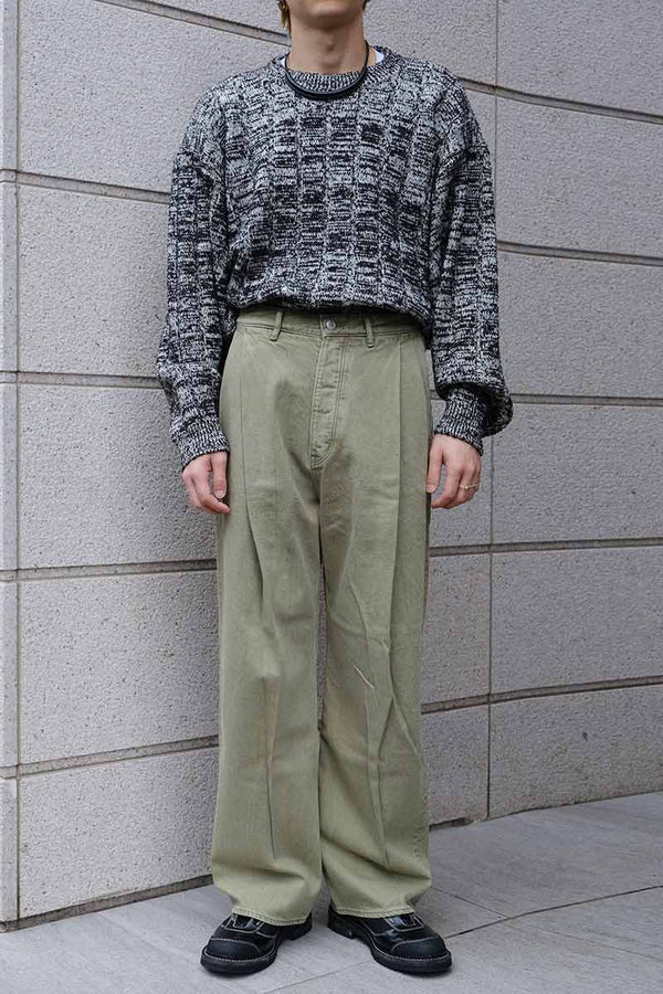 2TUCK WIDE DENIM PANTS -ENTASIS Mk-Ⅱ- .08 / MATCHA