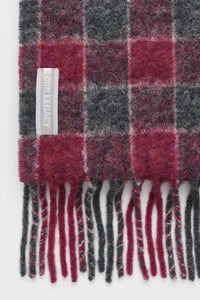 ESTATE SCARF / PINK FUZZY ALPACA CHECK