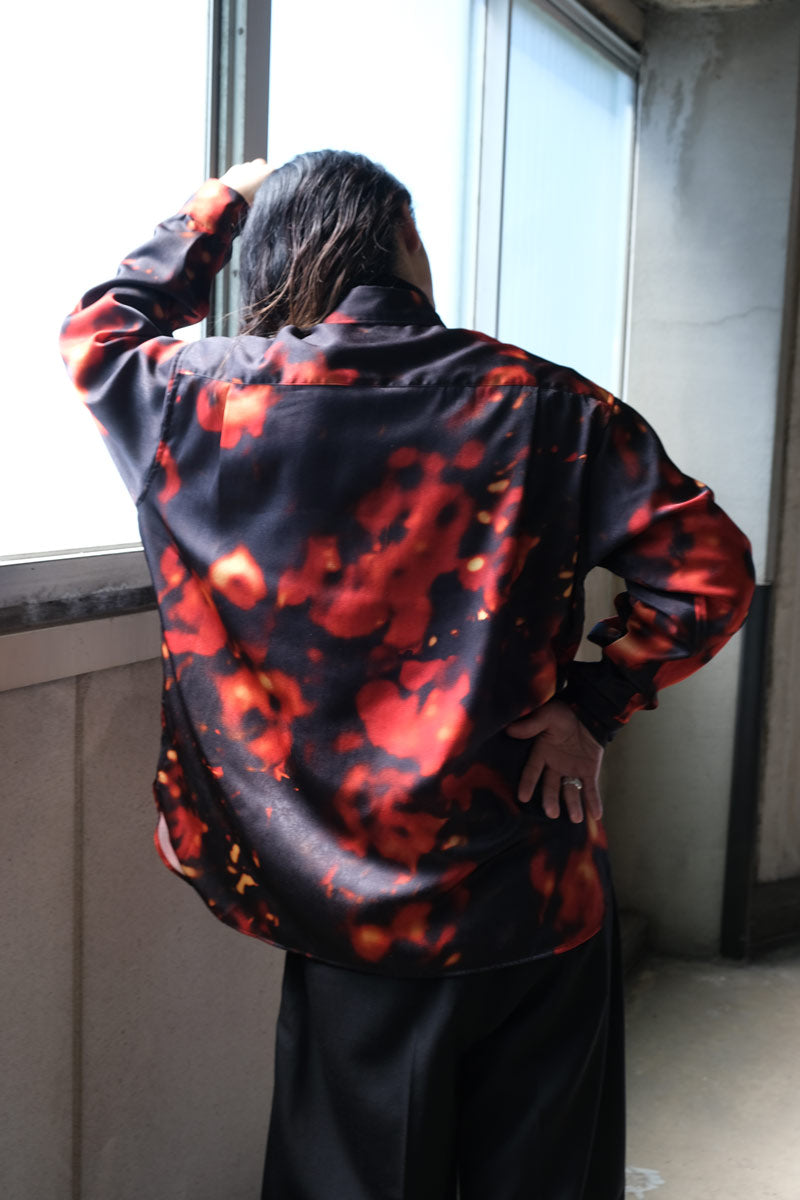 BOKASHI PRINT OVER SHIRT / RED [20%OFF]