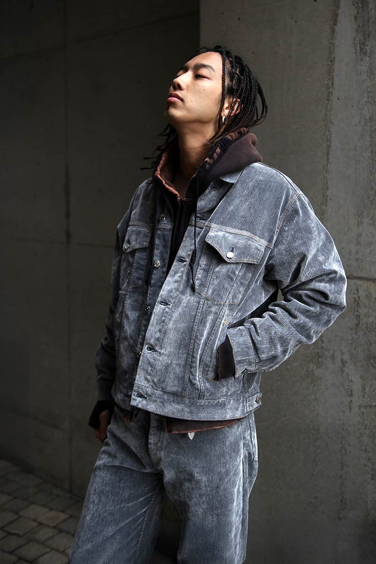 BOLD DENIM JACKET / GREY FLOCK