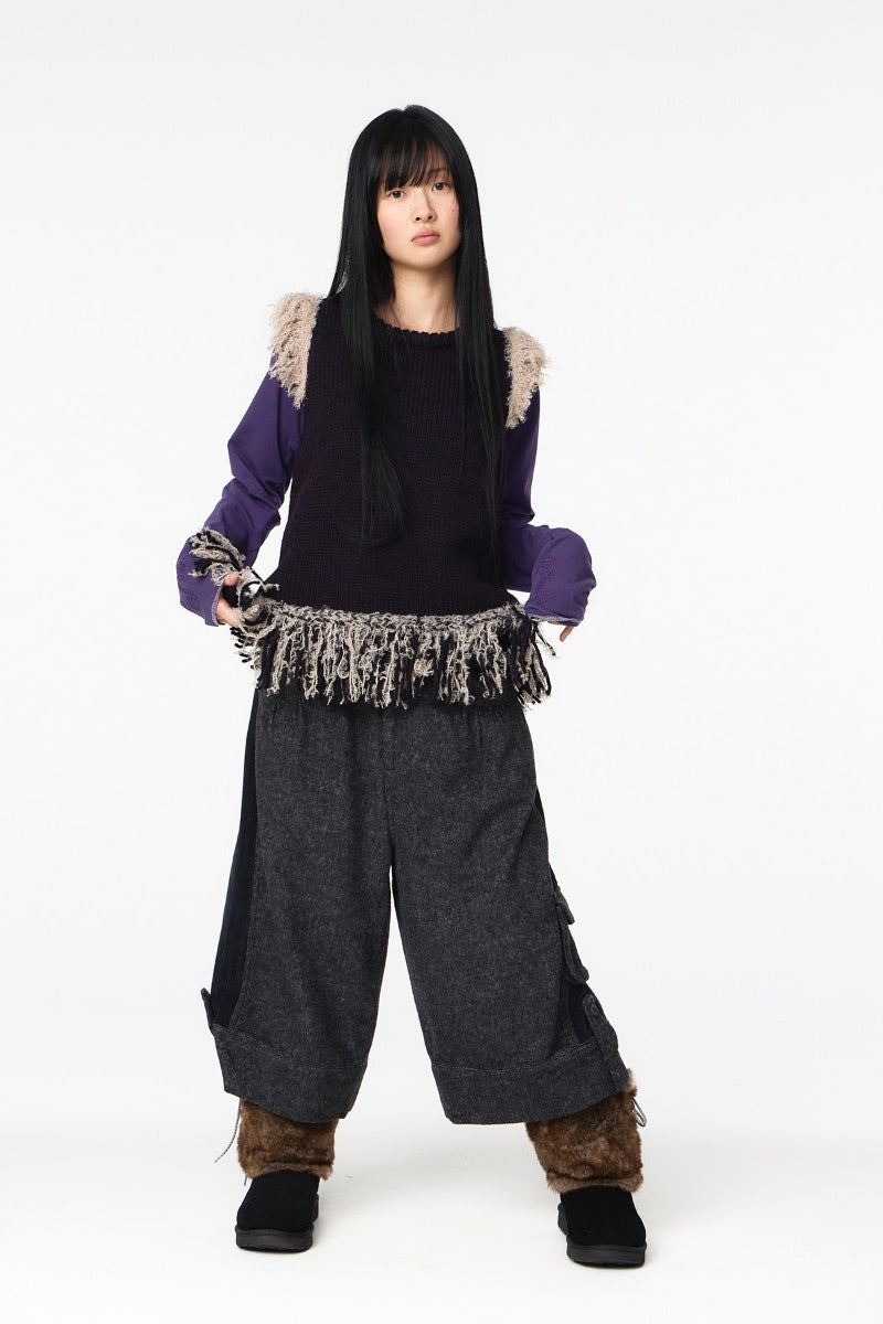 SIDE PANEL WIDE PANTS / DARK GREY
