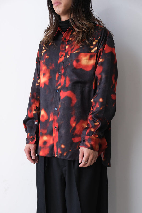 BOKASHI PRINT OVER SHIRT / RED [20%OFF]