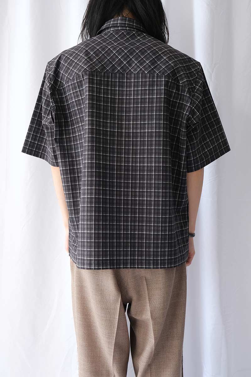 AAIR FLOWEAVE PRINTED CHECK SHORT SLEEVE SHIRT / GREY