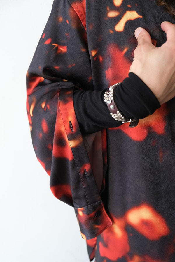 BOKASHI PRINT OVER SHIRT / RED [20%OFF]