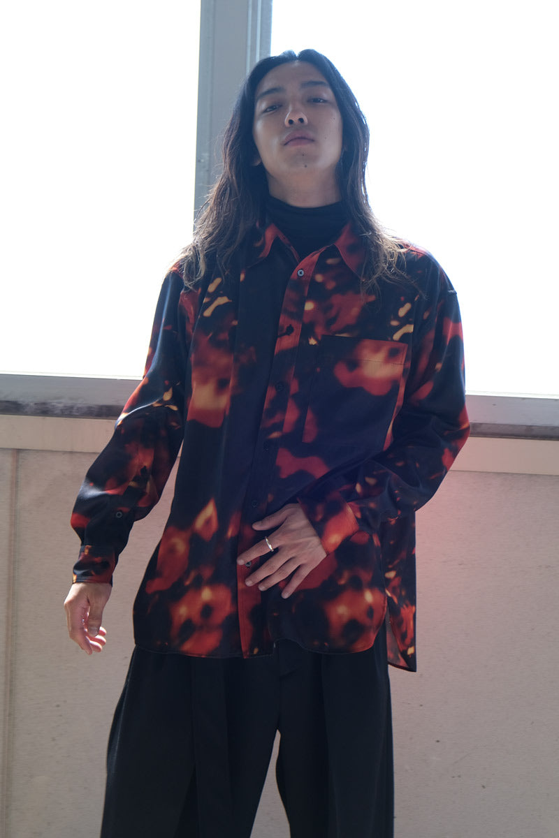 BOKASHI PRINT OVER SHIRT / RED [20%OFF]