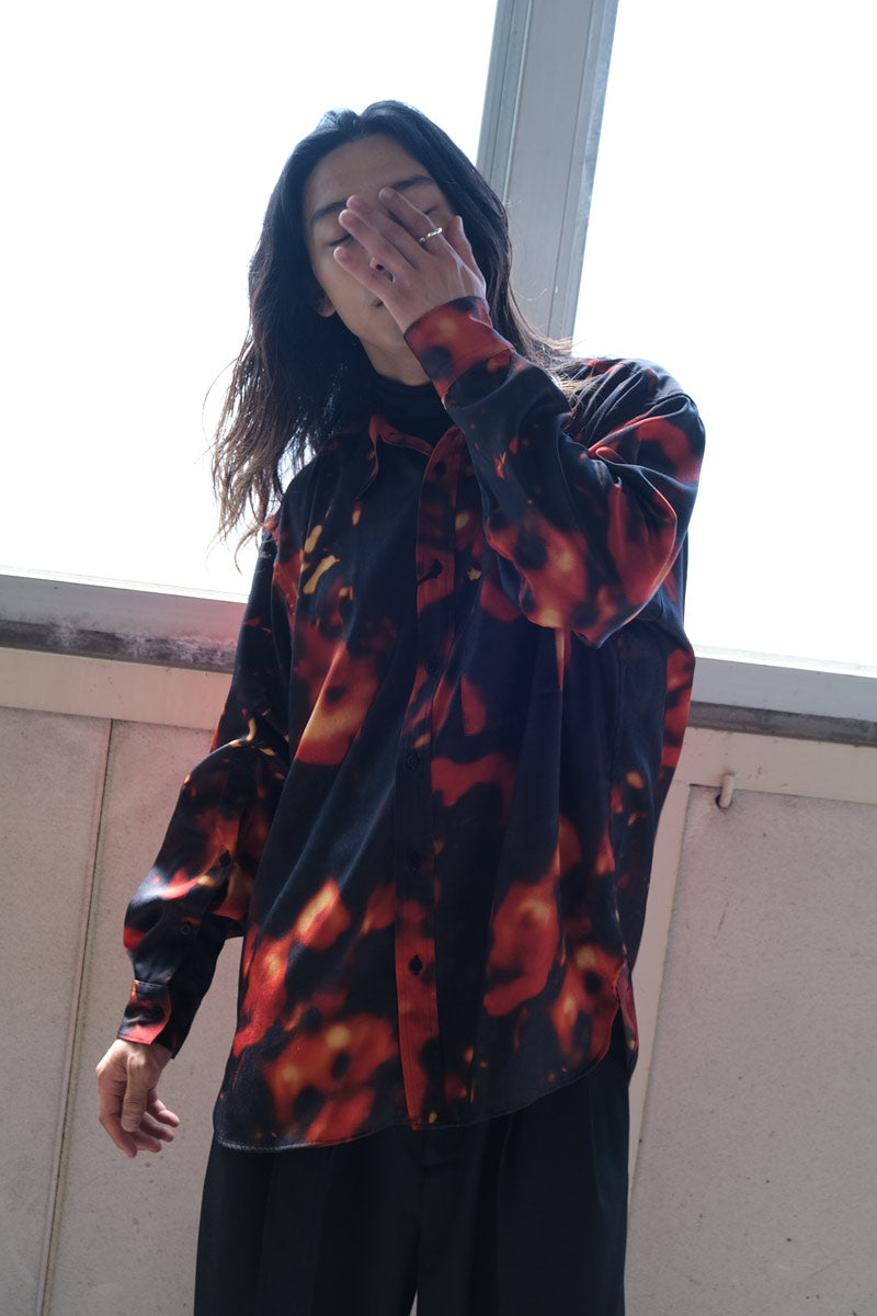 BOKASHI PRINT OVER SHIRT / RED [20%OFF]