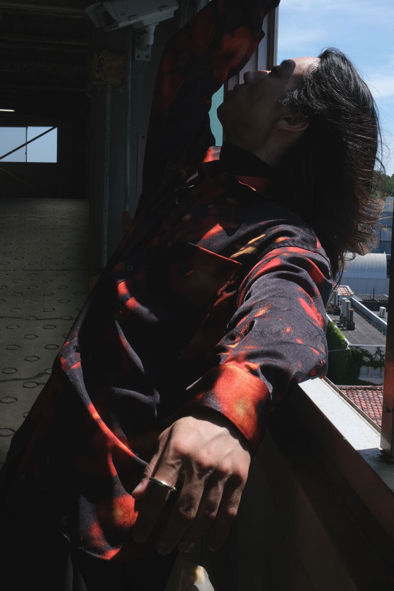 BOKASHI PRINT OVER SHIRT / RED [20%OFF]