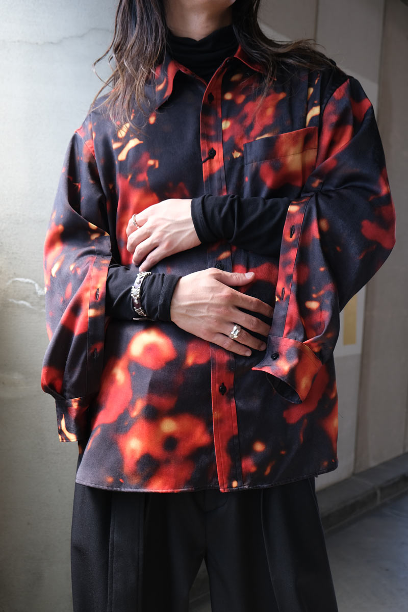 BOKASHI PRINT OVER SHIRT / RED [20%OFF]