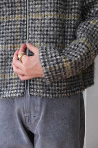 SHRUNKEN FULL ZIP POLO / PRENZLAUER HOUNDSTOOTH