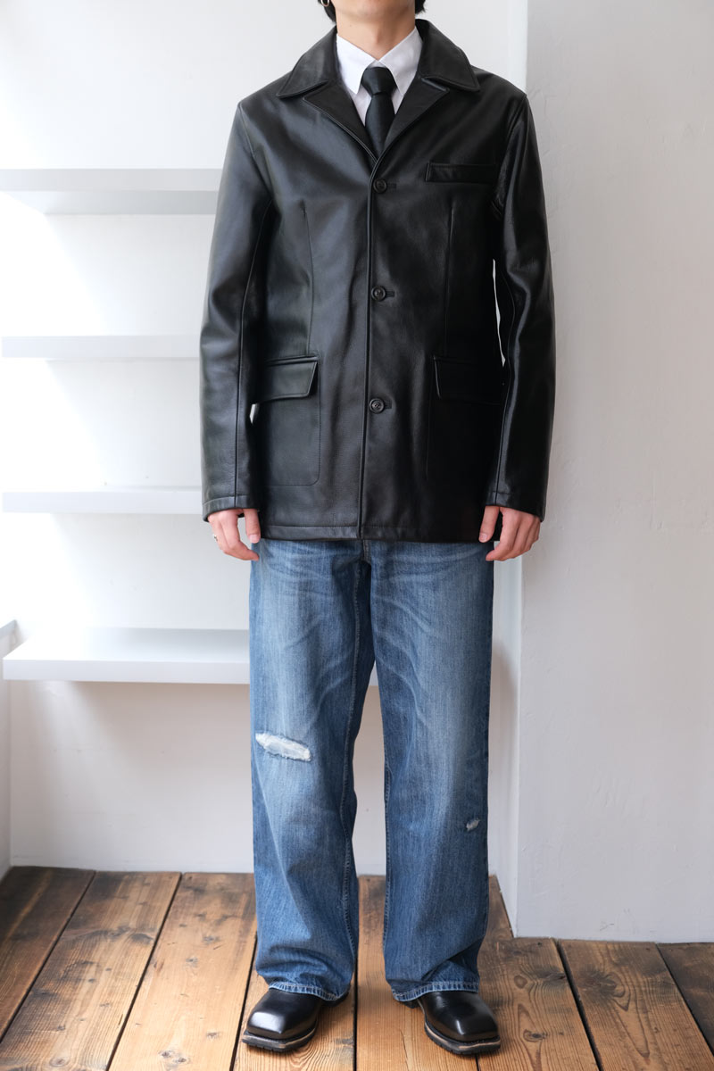 OUR LEGACY | ALLEY JACKET / HEAVY GRAIN BLACK LEATHER – STOCK