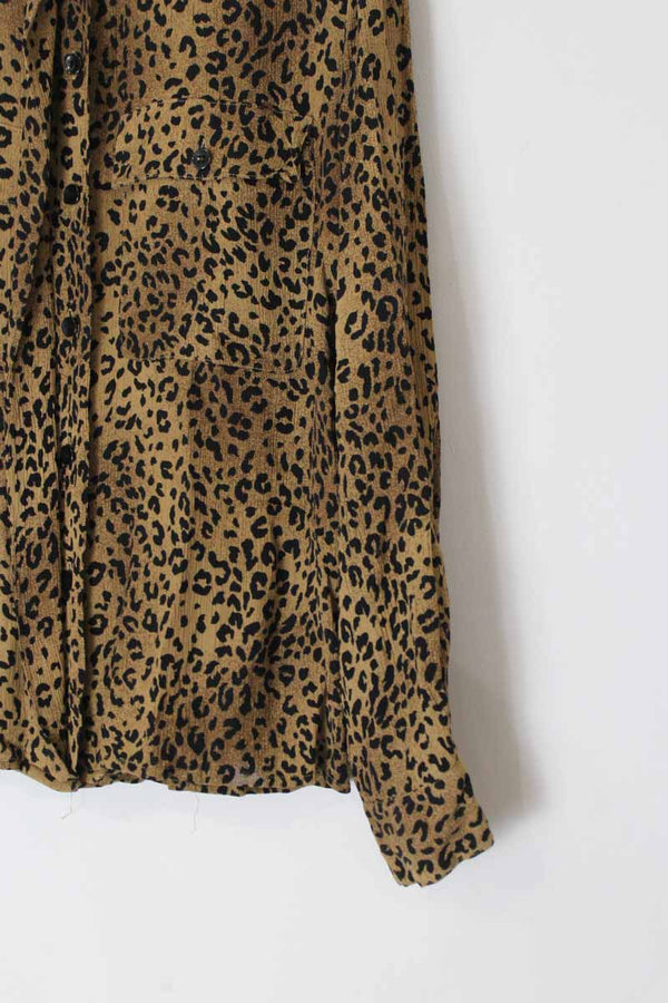 JONES NEW YORK | 90'S L/S OPEN COLLAR LEOPARD SHIRTS [USED]