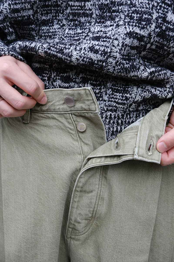 2TUCK WIDE DENIM PANTS -ENTASIS Mk-Ⅱ- .08 / MATCHA