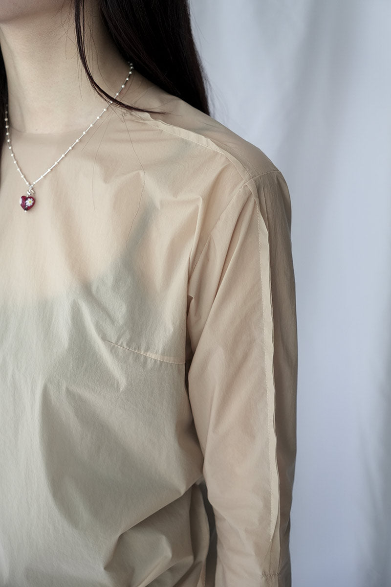 NYLON STRETCH TAFFETA SEAM TOP / NUDE