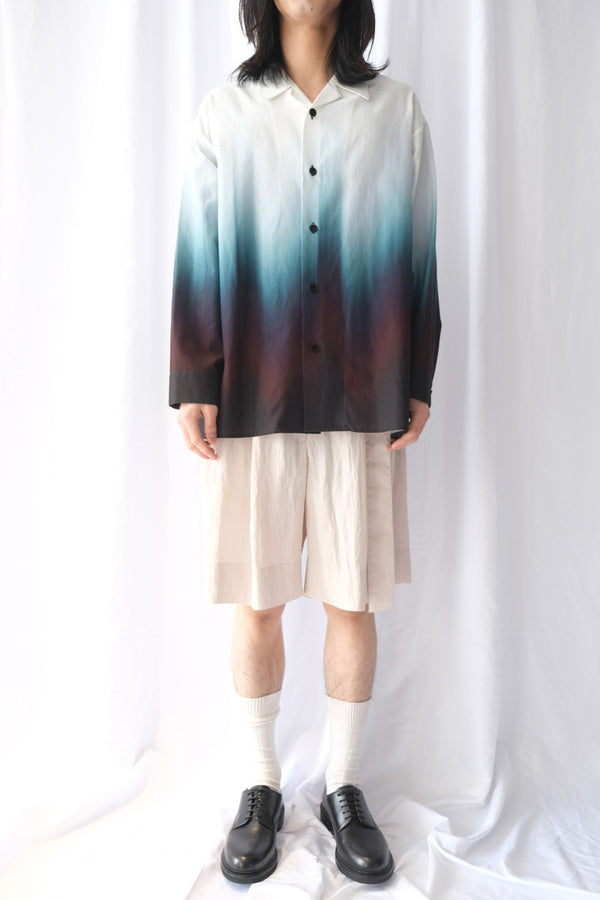 BASSEN PRINT OVER SHIRT / BLUE GRAY
