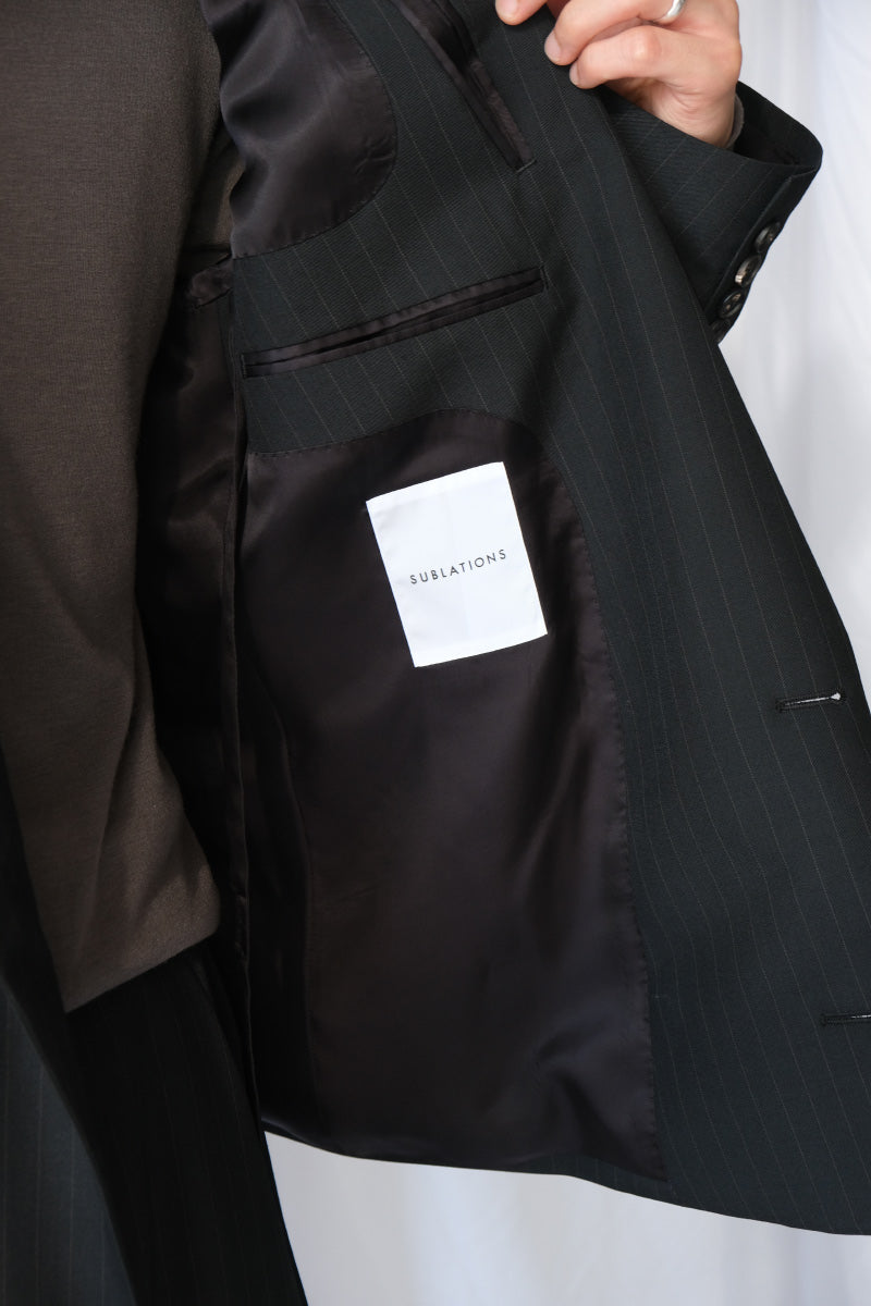 STRIPE WOOL DOUBLE BREASTED JACKET .16 / BLACK ST