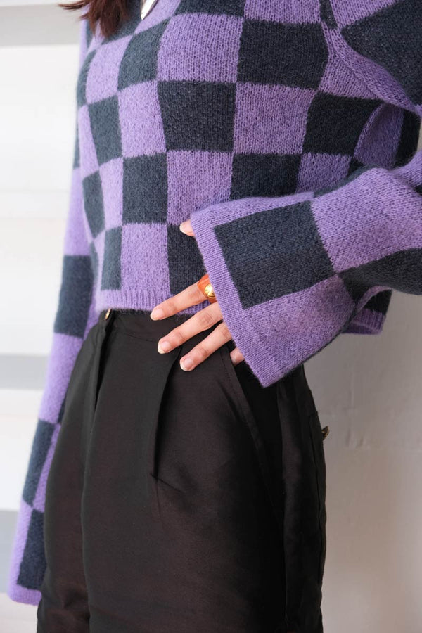 YOKO TOP / PURPLE CHECK [30%OFF]